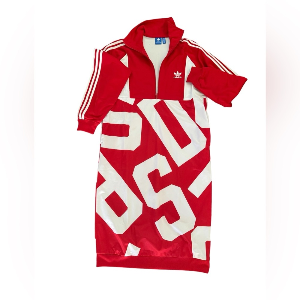 Adidas Original BOLD AGE GRAPHIC PRINT SWEATSHIRT DRESS - RED